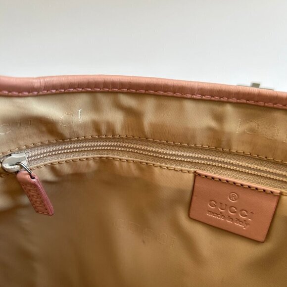 VINTAGE GUCCI JACKIE 1961 PINK CANVAS LEATHER SHOULDER BAG - Picture 10 of 10